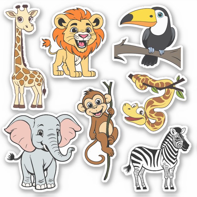 Safari Tropical Jungle Animals Cute Cartoon (Front)