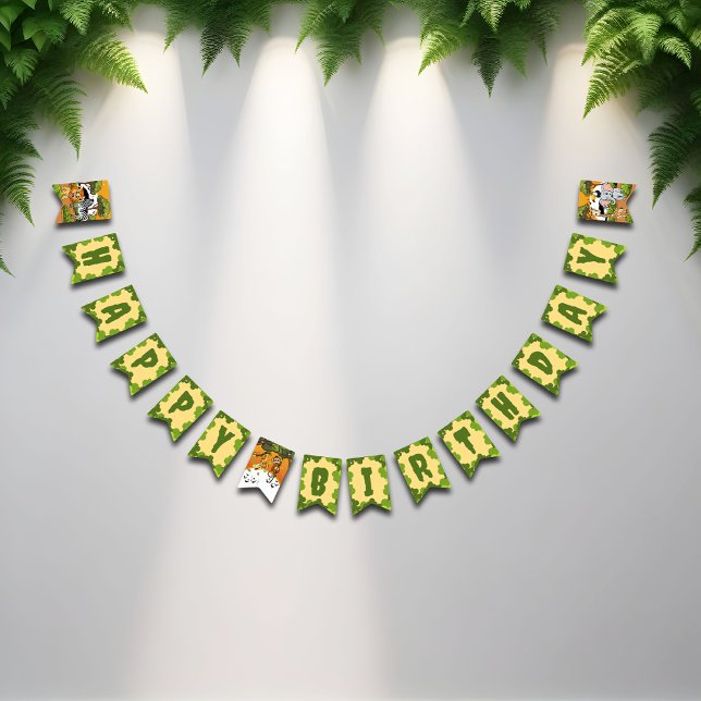Safari Tropical Jungle Animals Cute Happy Birthday Bunting (Creator Uploaded)