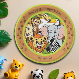 Safari Tropical Jungle Woodland Animals Cute Party Paper Plate
