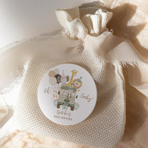 Safari Truck Jungle Animals Boho Baby Shower Classic Round Sticker