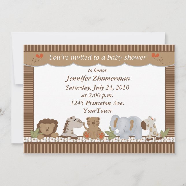 Safari Two Baby Shower Invitation (Front)