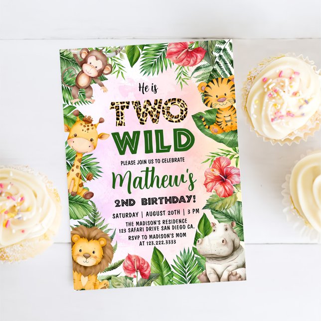 Safari Two Wild 2nd Birthday Invitation (Creator Uploaded)