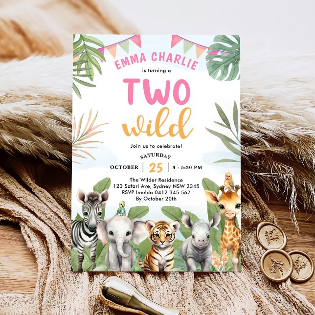 Safari Two Wild 2nd Birthday  Invitation (Creator Uploaded)