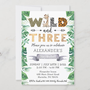 Safari Two Wild 3rd Birthday Party Invitation