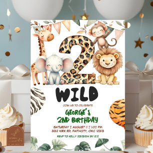 Safari two wild birthday invitation