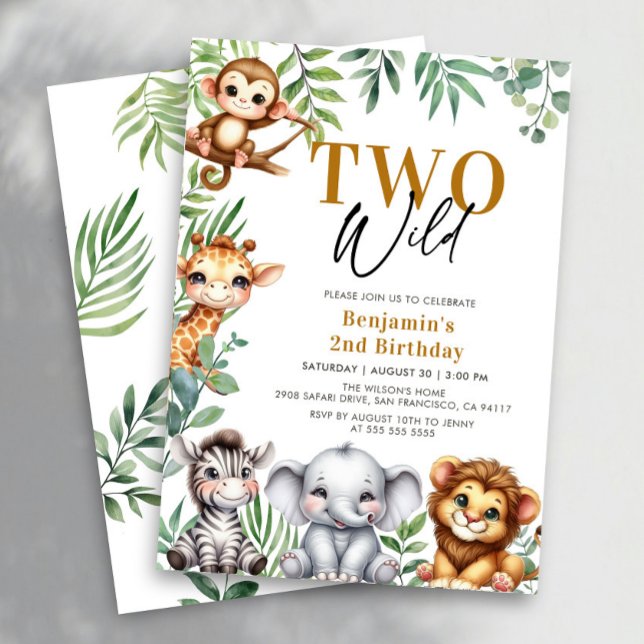 Safari Two Wild | Jungle Animals Boy 2nd Birthday Invitation (Creator Uploaded)