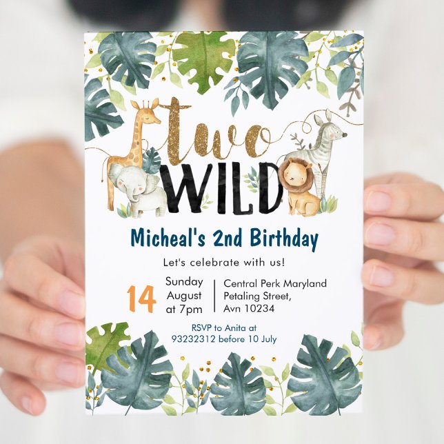 Safari Two Wild Second Birthday Invitation (Creator Uploaded)