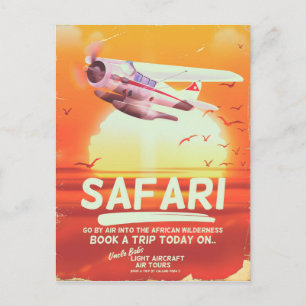 Safari vintage adventure poster. postcard