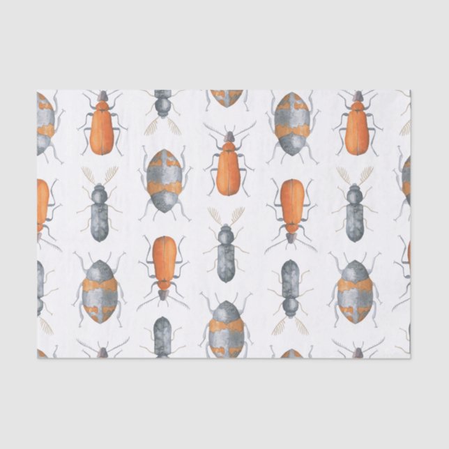 Safari Watercolor Bugs Pattern Tissue Paper (Front)