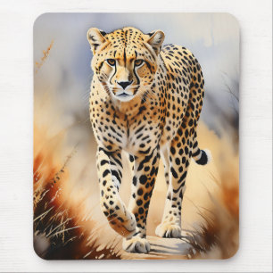 Safari Watercolor Cheetah Nature Mouse Mat