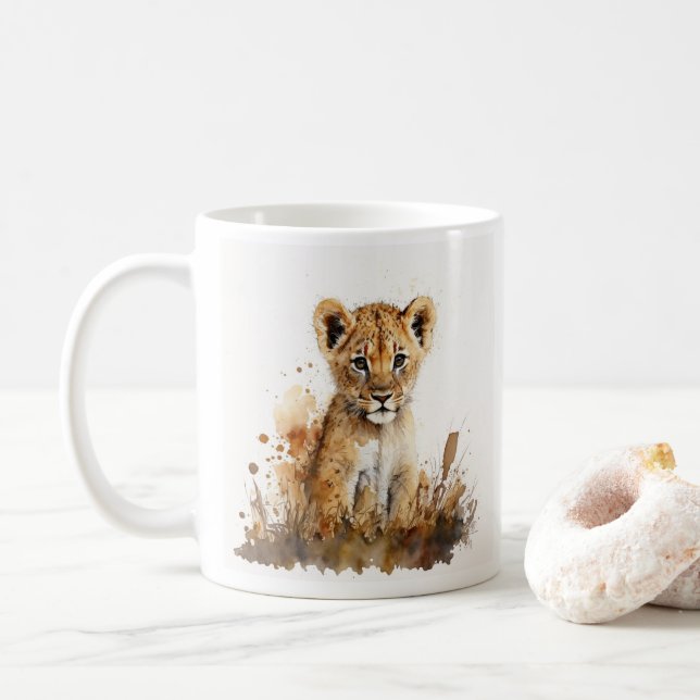  safari watercolor drawing - lion king coffee mug (With Donut)