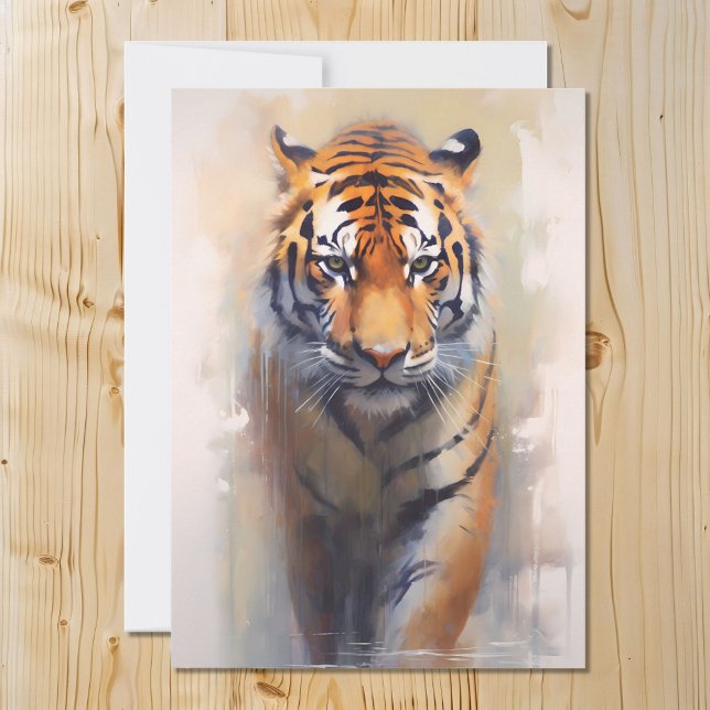 Safari Watercolor Tiger Holiday Card (Creator Uploaded)