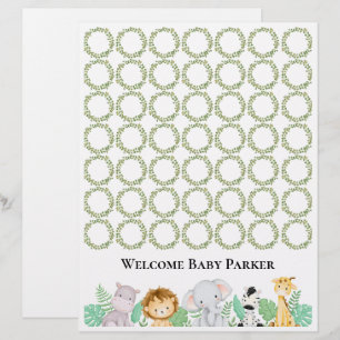 Safari Welcome Baby Sign Sheet