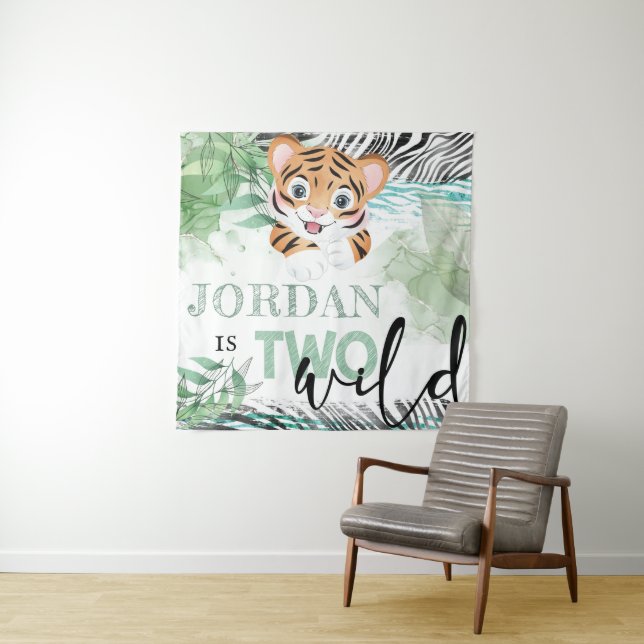 Safari Wild 2nd Birthday Lion Personalised Tapestry (In Situ)