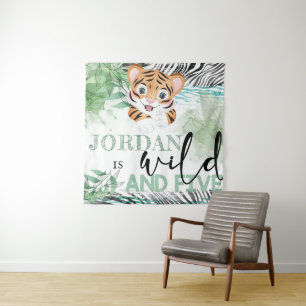 Safari Wild 5t Birthday Lion Personalised Tapestry