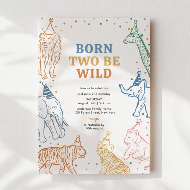 Safari Wild Animals 2nd Birthday Invitation (Creator Uploaded)