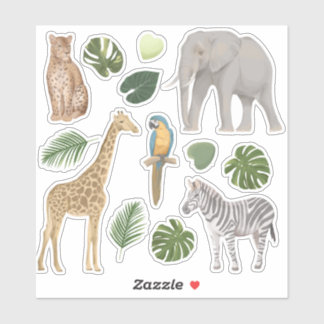 Safari Wild Animals Tropical Leaves
