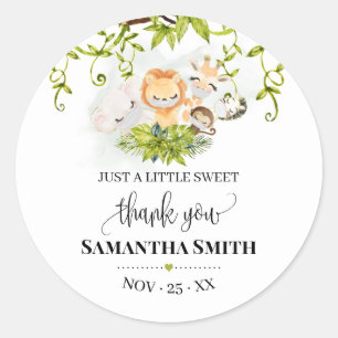 Safari Wild Baby Animals Baby Shower Favour Classic Round Sticker