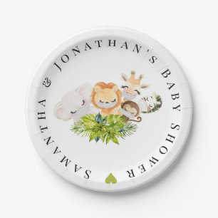 Safari Wild Baby Animals Baby Shower Paper Plate