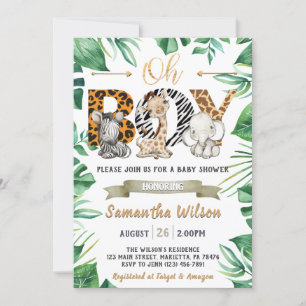 Safari Wild Baby Shower Party Invitation
