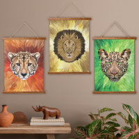 Safari Wild Cats Modern Abstract Polygonal Pop Art