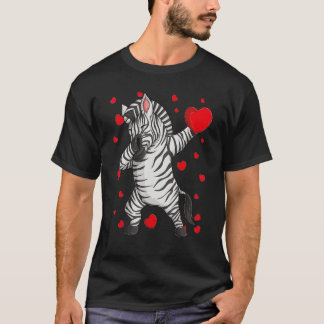 Safari Wild Dab Animals Dabbing Zebra St Valentine T-Shirt
