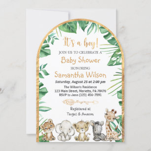 Safari Wild It's a Boy Baby Shower Invitation