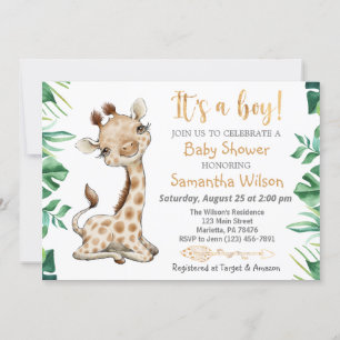 Safari Wild It's a Boy Baby Shower Invitation
