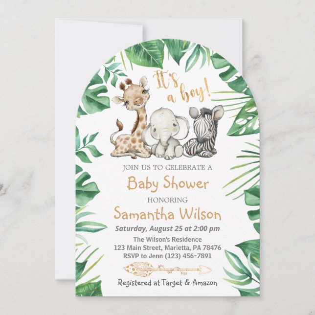 Safari Wild It's a Boy Baby Shower Invitation (Front)