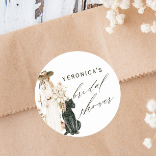 Safari Wild Leopard Boho Lady Bridal Shower Classic Round Sticker