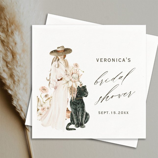 Safari Wild Leopard Boho Lady Bridal Shower  Napkin (Creator Uploaded)