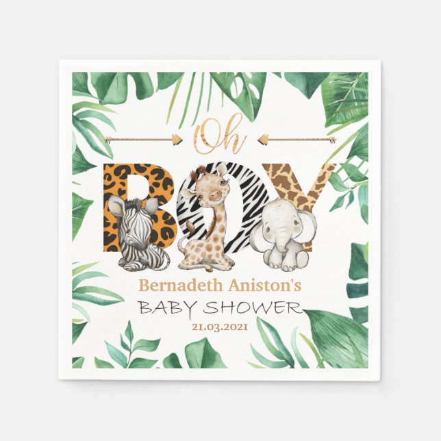 Safari Wild Oh Boy! Baby Shower Napkins (Front)
