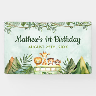 Safari Wild One 1st Birthday Banner