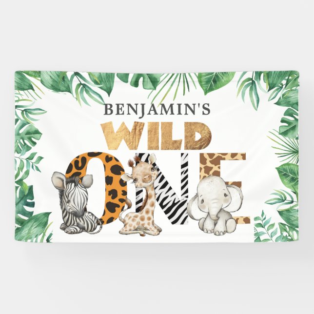 Safari Wild One 1st Birthday Banner (Horizontal)
