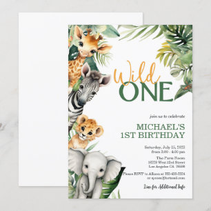 Safari Wild One 1st Birthday Invitation