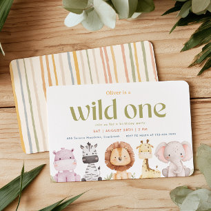 Safari Wild One 1st Birthday Invitation