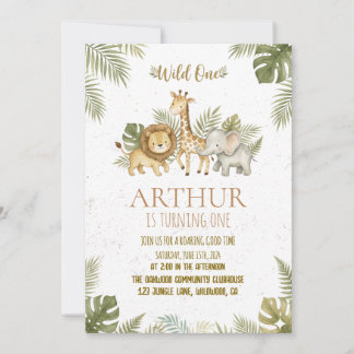 Safari Wild One 1st Birthday Invite Map