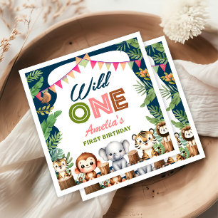 Safari Wild One 1st Birthday Napkin