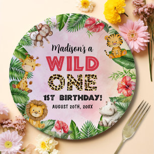 Safari Wild One 1st Birthday Paper Plate