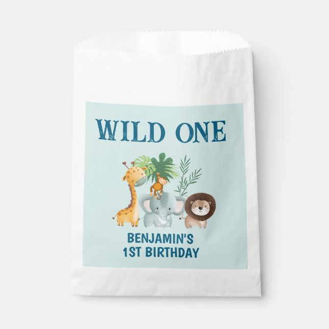 Safari Wild One 1st Birthday Party  Favour Bags (Front)