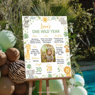 Safari Wild One 1st Birthday Photo Milestone Sign
