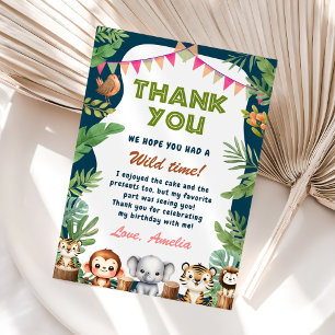 Safari Wild One 1st Birthday Thank You Card