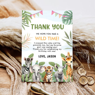 Safari Wild One 1st Boy Birthday Thank You Card