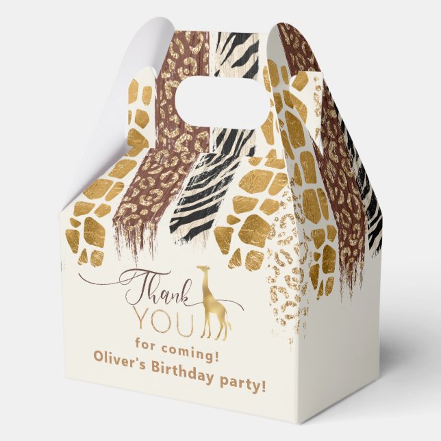 Safari Wild one animal prints birthday Favour Box (Front)
