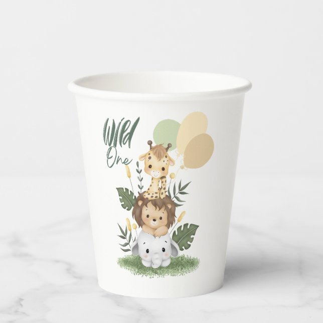Safari Wild One Baby Paper Cups (Front)