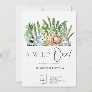 Safari Wild One Birthday  Invitation