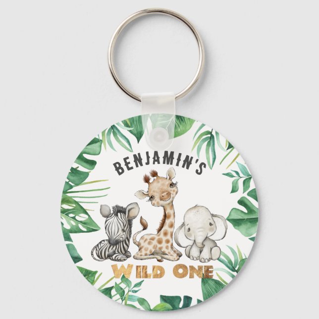 Safari Wild One Birthday Key Ring (Front)