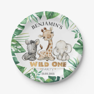 Safari Wild One Birthday Paper Plate