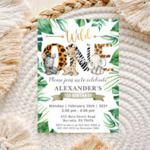 Safari Wild One Birthday Party Invitation