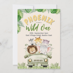 Safari Wild One First Birthday  Invitation